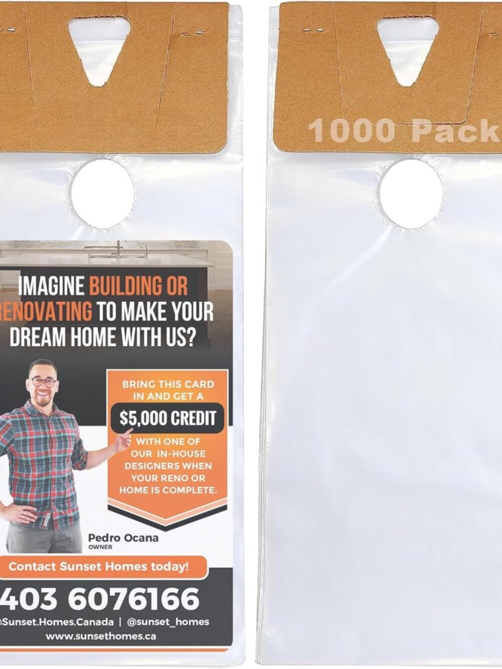 Plastic Door Hanger Bags 1000 Pack - 6 x 12 In, Clear Door Hanger Bags